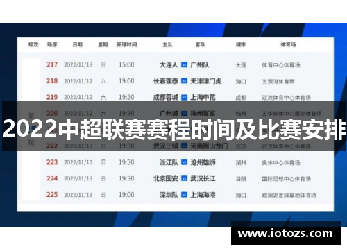 2022中超联赛赛程时间及比赛安排